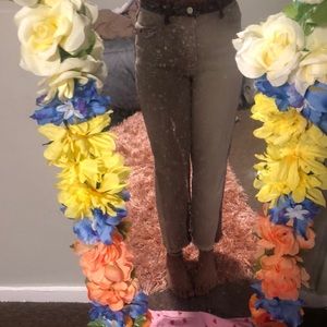 brown and khaki colorblock pants